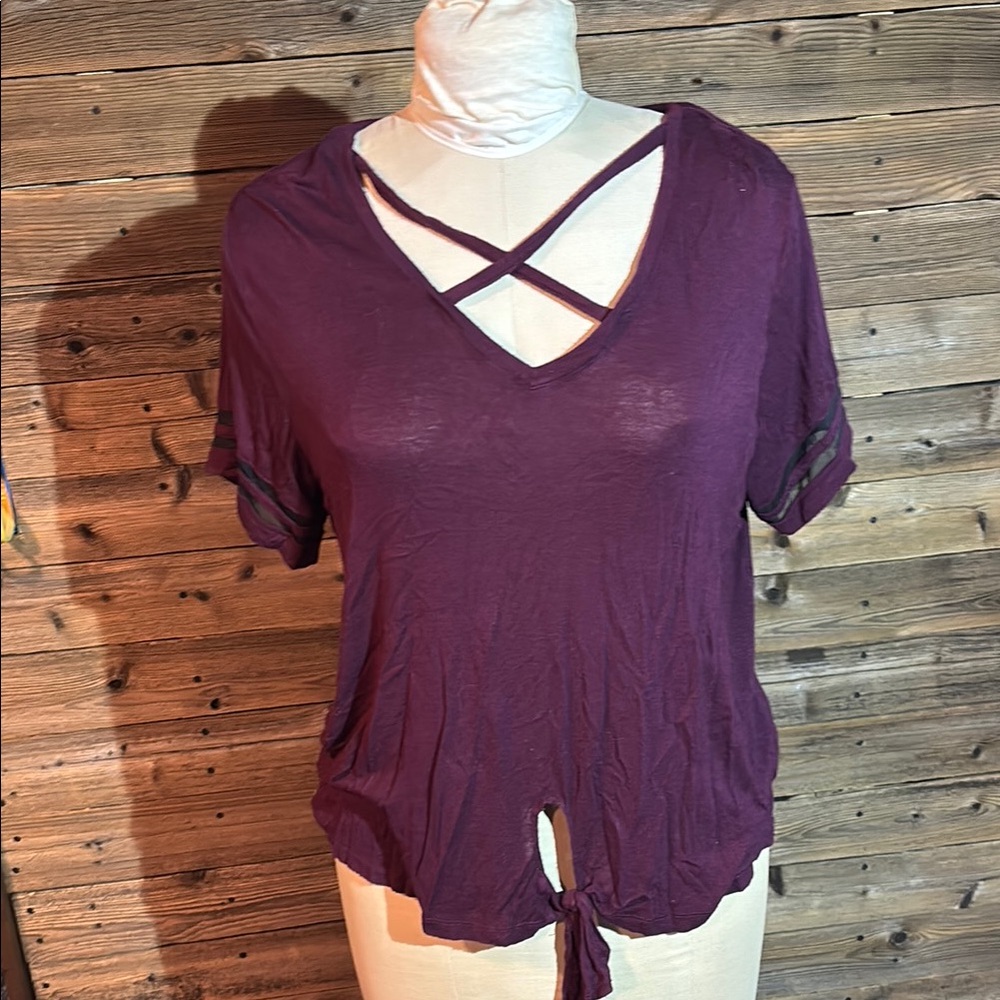 Women's Purple Crisscross Tie-Front Top